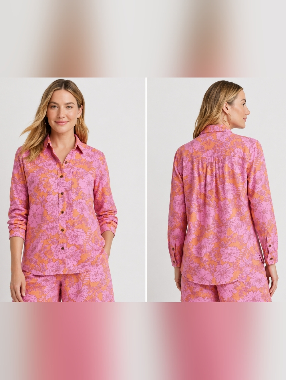 Universal Thread Pink and Orange Floral Shirt